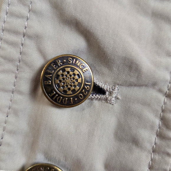 90s Vintage Khaki Canvas Midweight Eddie Bauer Golf Utility Jacket Size Medium - Picture 5 of 14